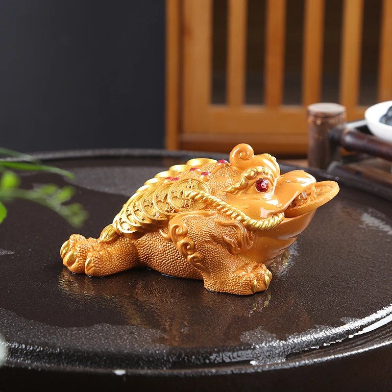 茶宠摆件变色金蟾大号精品瑞兽高档蟾蜍貔貅茶玩茶道网红摆设把玩