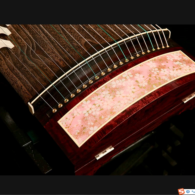 炫光古筝W801粉樱花高端精品挖筝