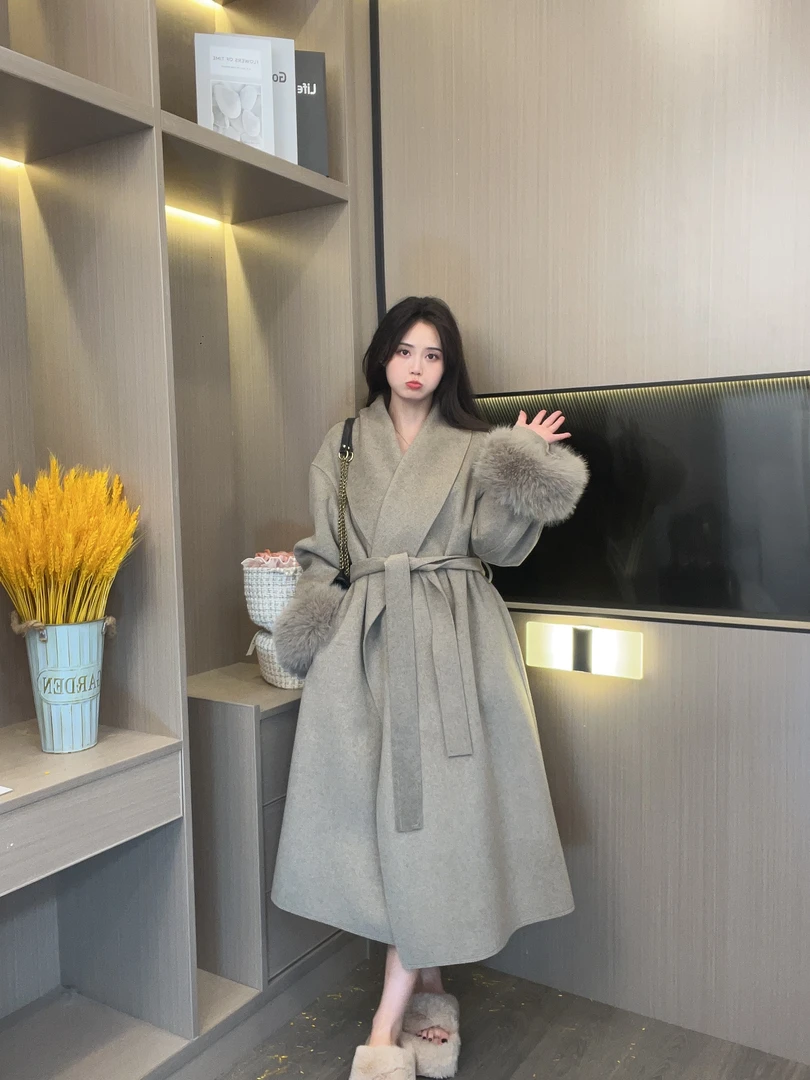 【晚晚】WanWan • 秋冬宽松百搭中长款轻奢韩版气质双面呢羊毛大衣