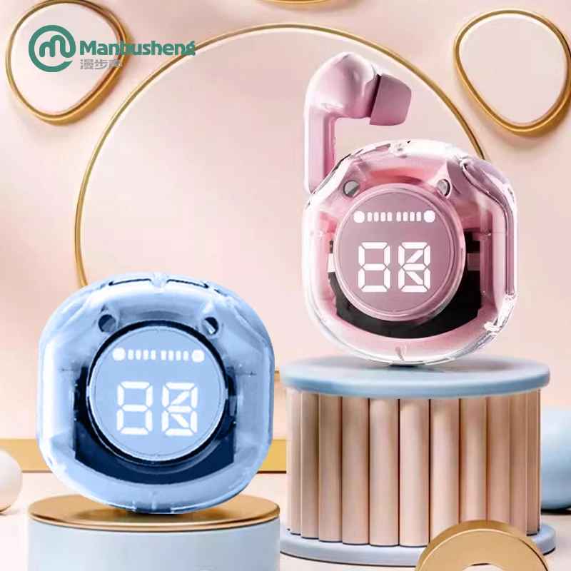 漫步声 高品质透明盒运动带电量显示触控无线蓝牙耳机