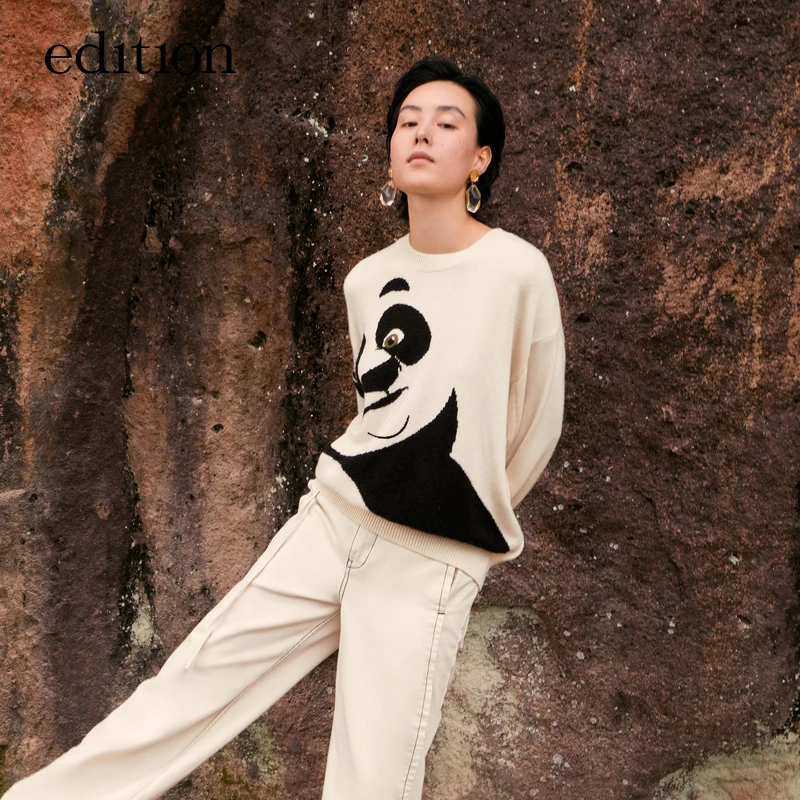 【商场同款】edition功夫熊猫毛织上衣女秋新款羊毛衫#EBB3SWT005