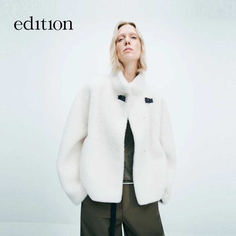 E+轻生活系列edition冬季款骆驼绒羊羔毛短外套#EBD4COT022