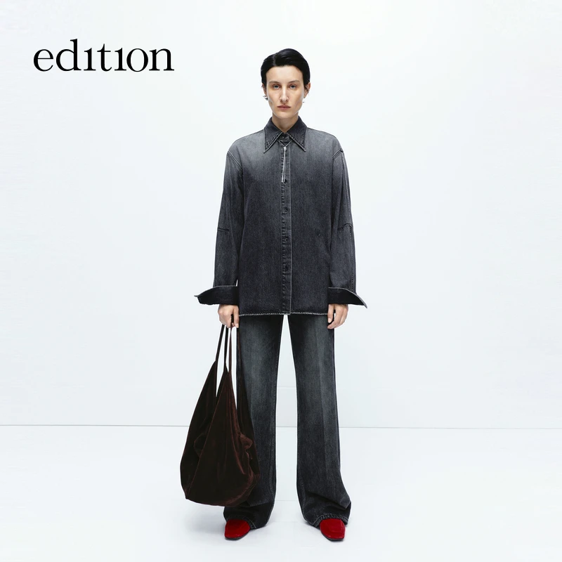 【商场同款】edition冬季款复古洗水微喇牛仔裤#EBD4JEN001
