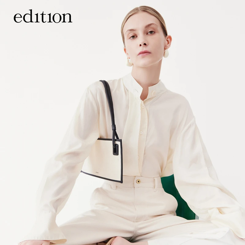 【商场同款】edition立领飘带桑蚕丝衬衫女春#EBC1TOP010
