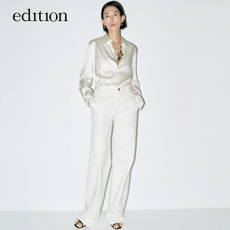 【董洁同款】edition精英衣橱系列真丝浪漫手工蕾丝衬衫#EBD1TOP012