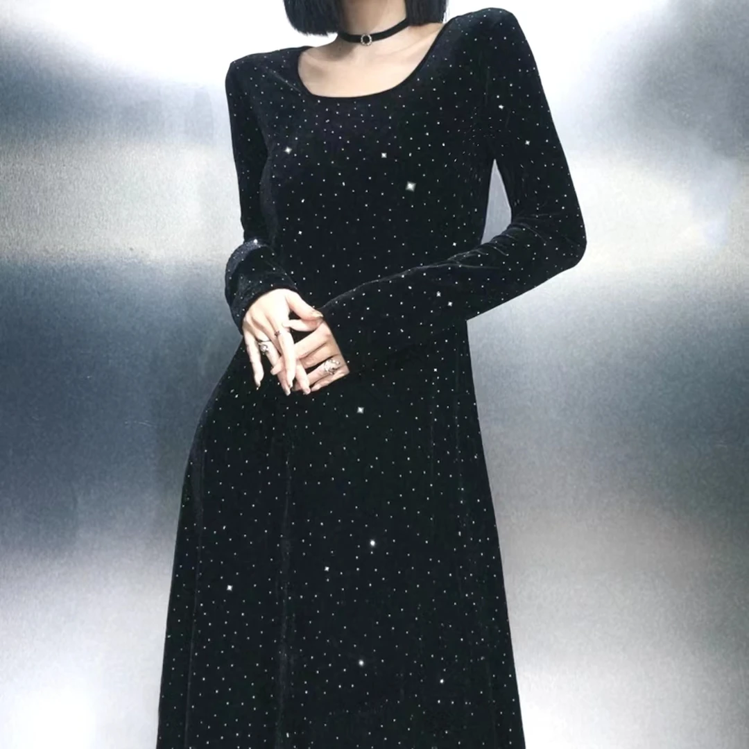 (小夜曲满天星长袖)82145满天星女装连衣裙轻奢气质长袖时尚