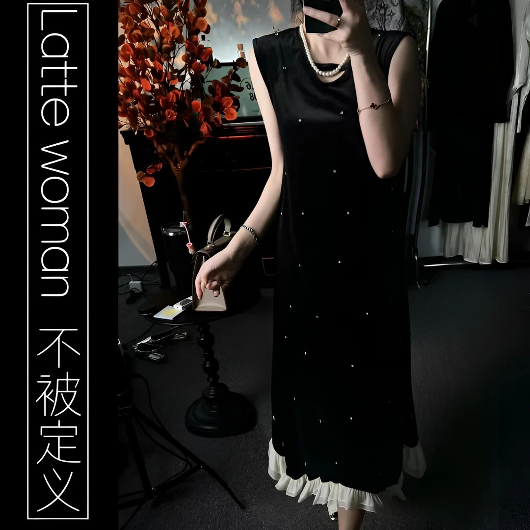 （华洛）秋季新款百搭时尚气质显瘦小众中长款连衣裙