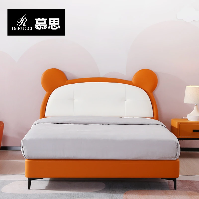 慕思儿童床卡通单人床简约硅胶皮艺床021款（床架）