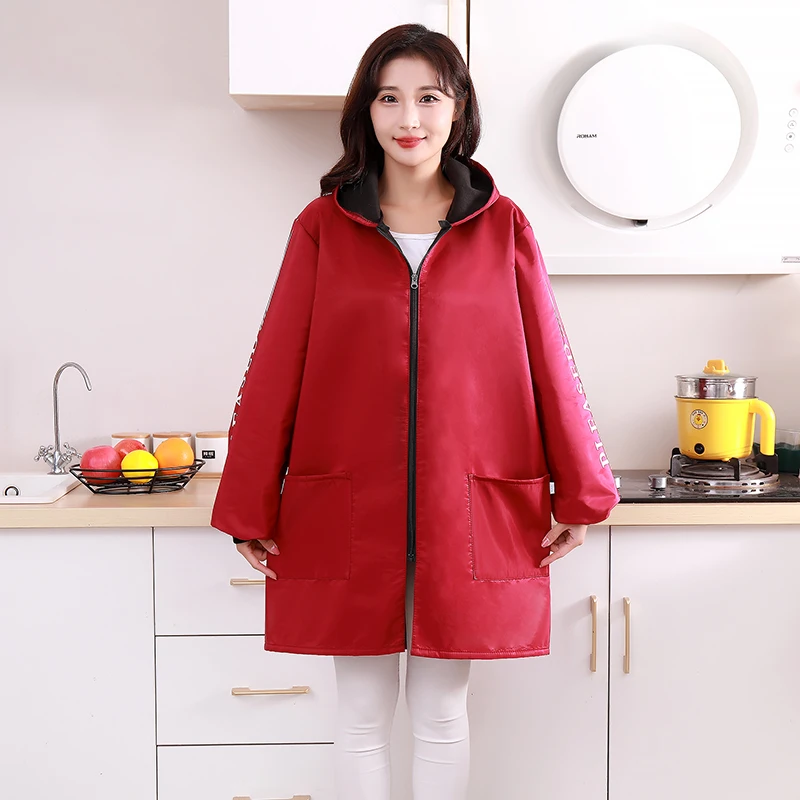 加绒正穿衣防油污防泼水厨房做饭干活外穿透气耐磨男女工作服印字