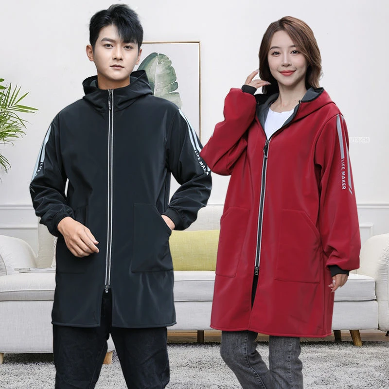 新款加厚正穿长袖罩衣防油污厨房家用外穿时尚抗寒上班情侣工作服