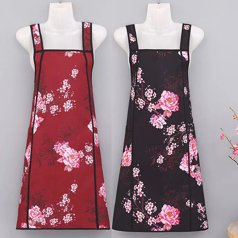 时尚新中式无袖围裙厨房做饭防油污耐脏洋气防泼水围腰网红工作服