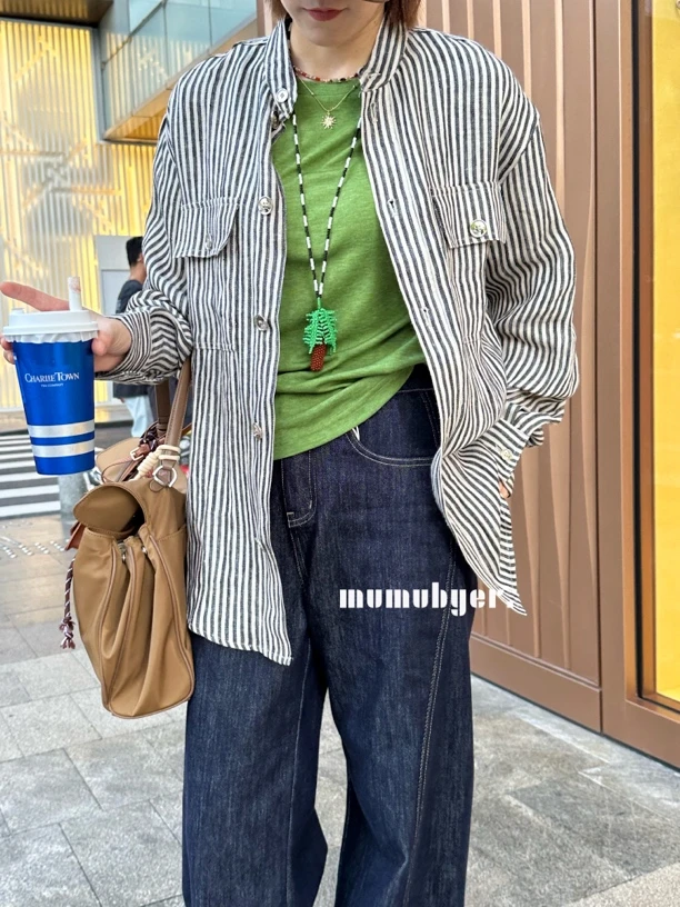 MUMUBYER·“有迹可循”日系立领设计条纹衬衫