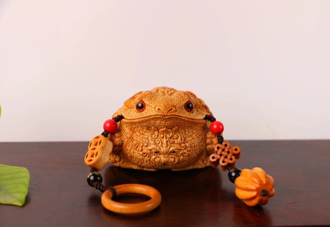 汇雅斋四大名蟾张念超经典立式竹根雕金蟾鹰王手把件摆件雅玩