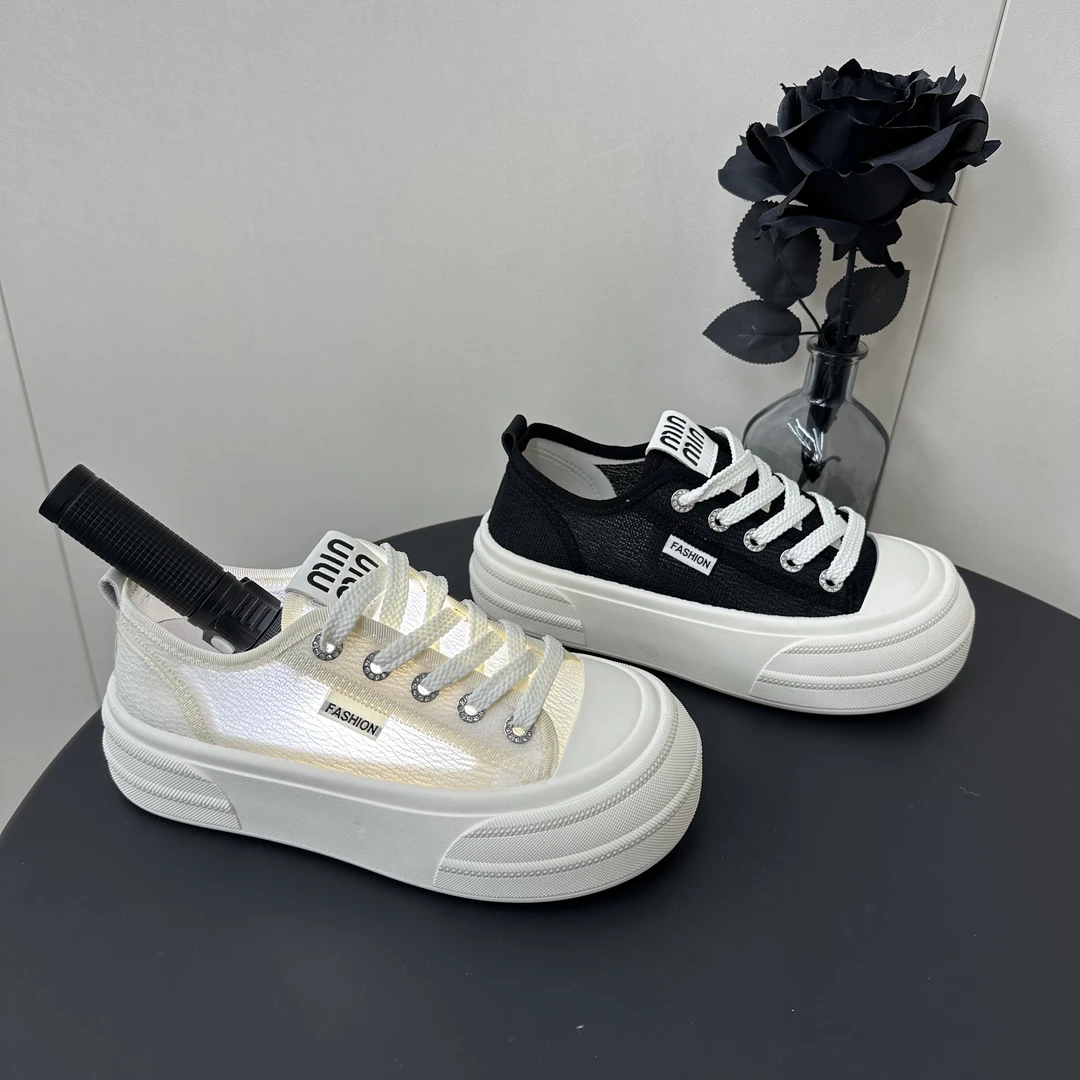 【清仓】韩版夏季小白新款系带百搭松糕网纱鞋透气网面镂空女鞋