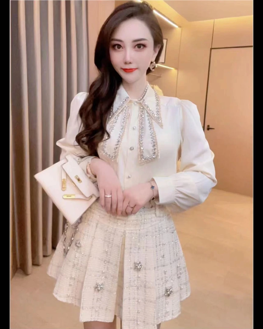 【赫拉千金】重工钉珠蝴蝶结气质显瘦轻奢百搭衬衫上衣