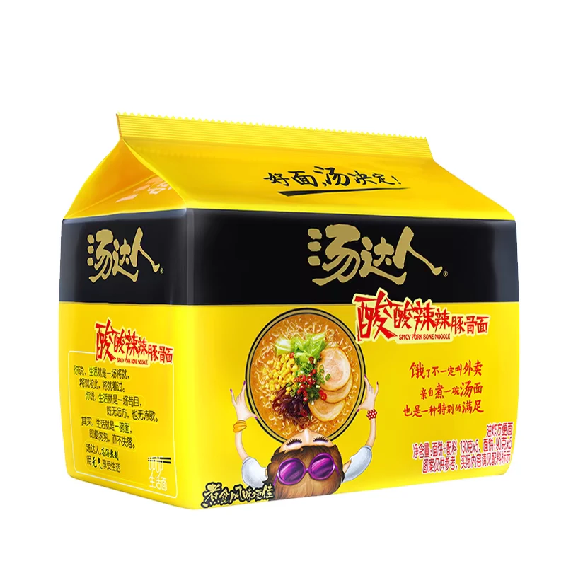 统一｜汤达人酸酸辣辣豚骨面650g(130g*5 包)/组