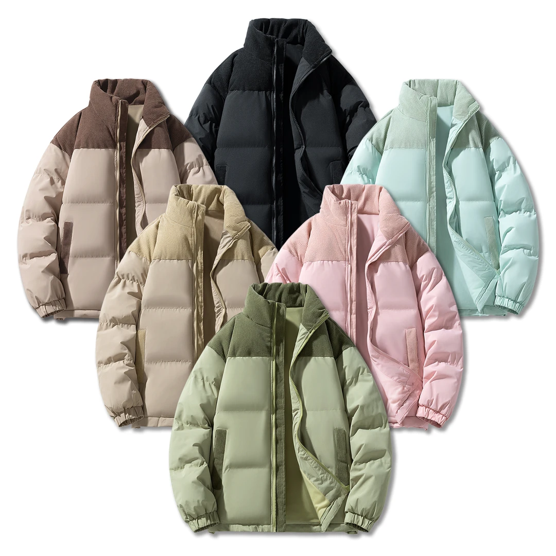 冬季日系加厚休闲潮流保暖百搭时尚拼色情侣棉服