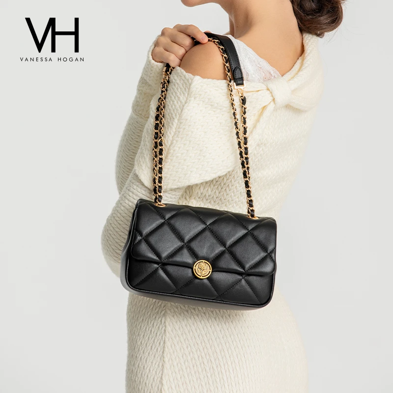 达.VH女包【玫瑰系列】海伦单肩包经典菱格链条包单肩斜挎通勤包