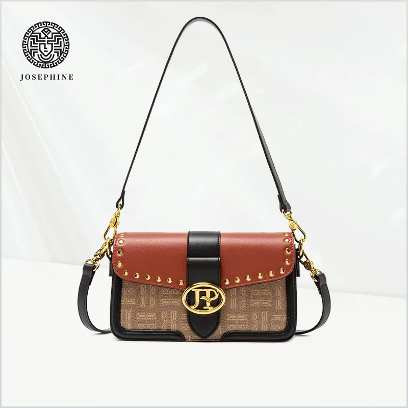 Josephine/约瑟芬单肩复古时尚经典百搭女士拼色腋下休闲斜跨包