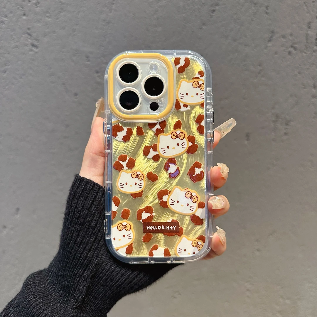 羽纱适用于苹果16promax华为MATE60小米14创意豹纹凯蒂猫手机壳