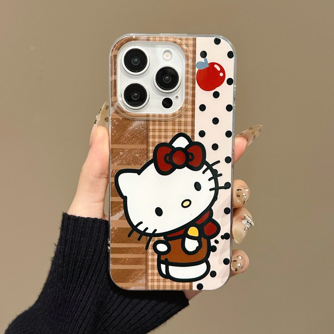 双层IMD适用苹果16PROMAX新款15PRO/14可爱围巾凯蒂猫创意手机壳