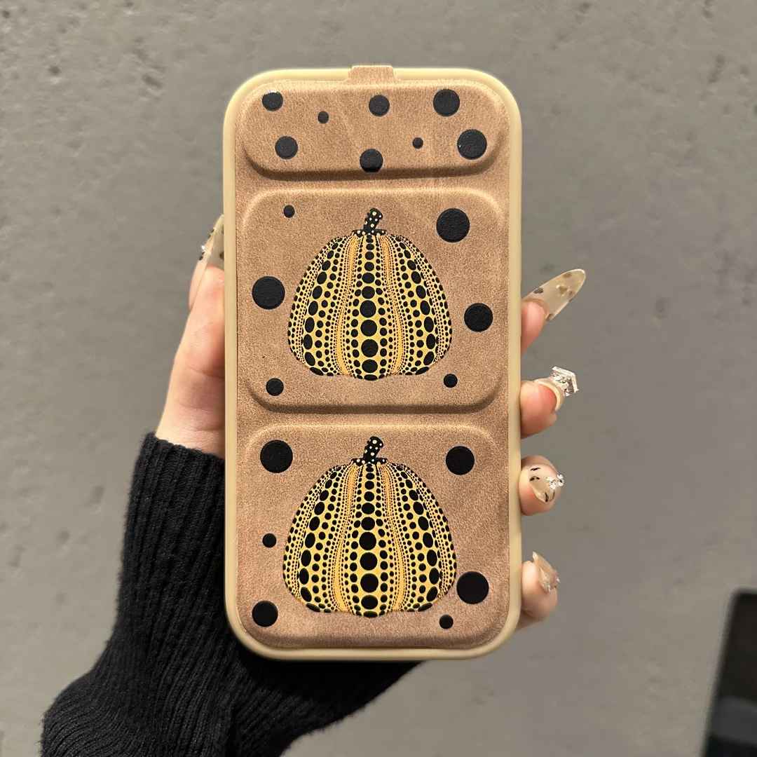 翻盖支架适用苹果16PROMAX华为MATE60新款P60创意两颗南瓜手机壳