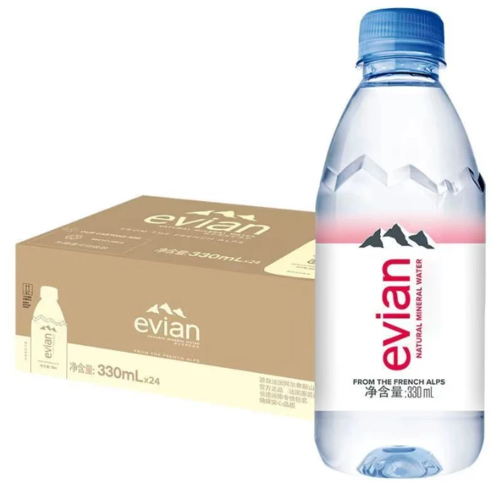 【中文版硬瓶】法国进口高端矿泉水天然弱碱性水源330ml、500ml整箱