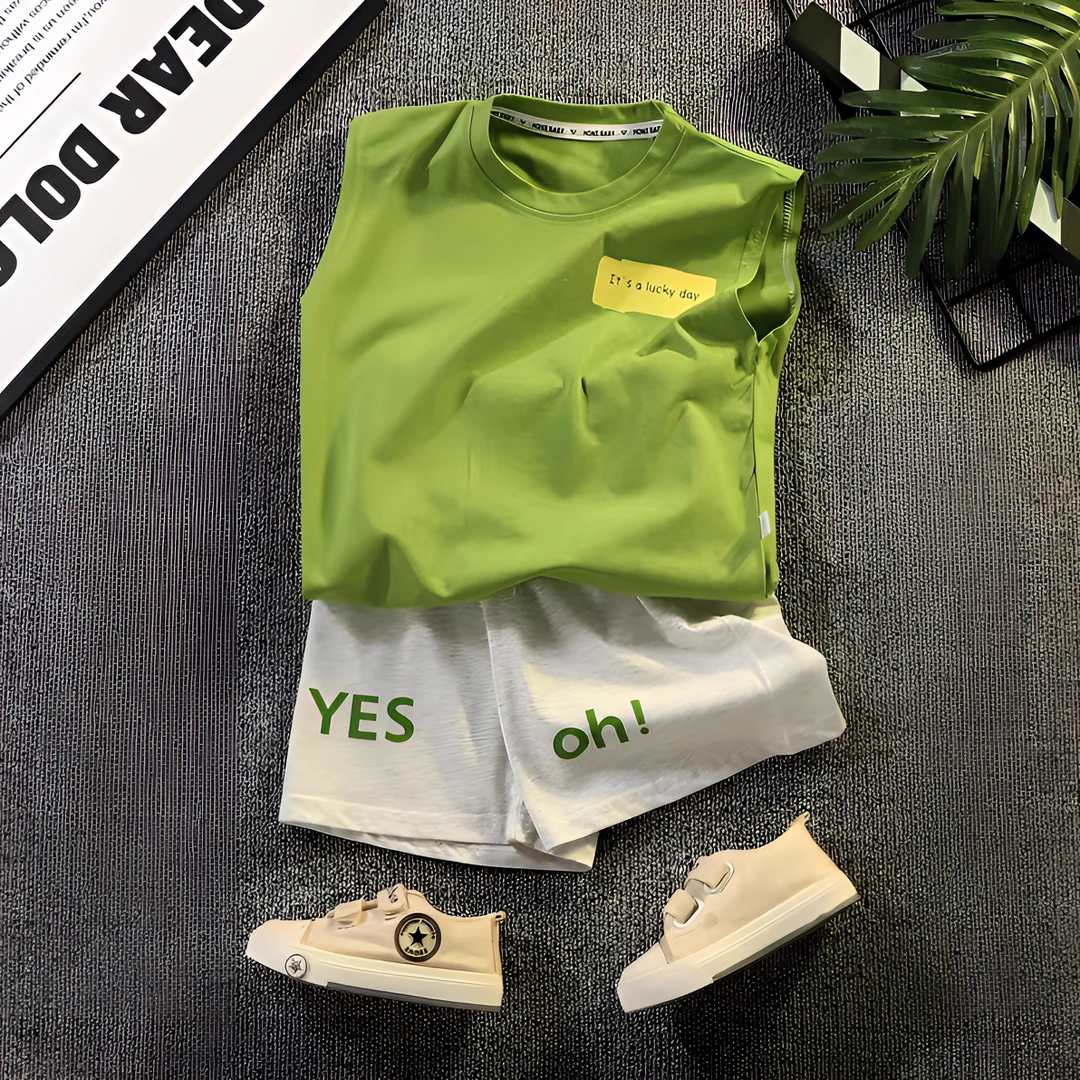 男童夏季无袖韩版休闲时尚背心套装男童中大童儿童运动