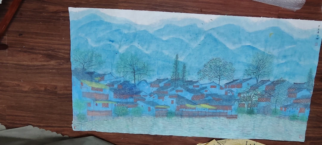 四尺整张的工笔画西塘