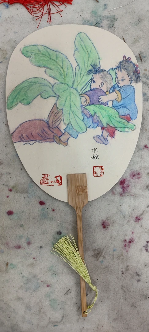 拔罗卜小写意画团扇画