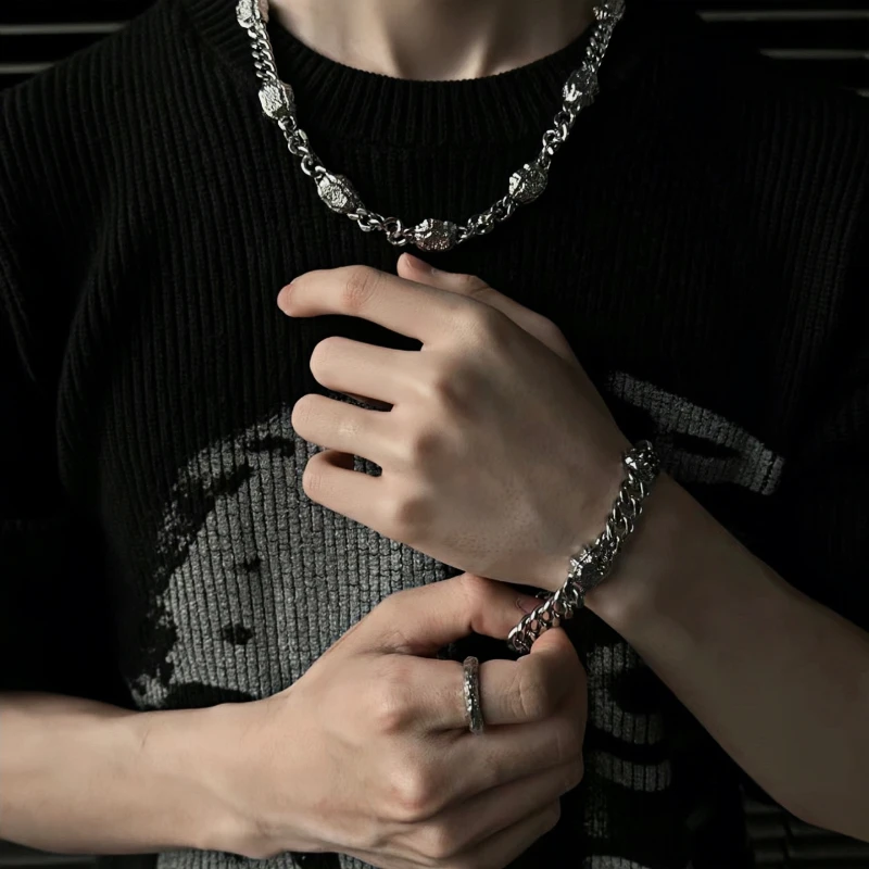 铜合金手链 个性小众复古链子男士手链潮流百搭