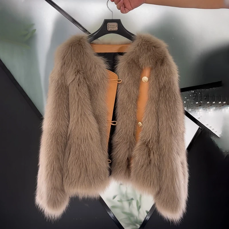 蒋小果狐狸毛皮草外套女短款2025秋冬新款海宁韩版绵羊毛皮22130