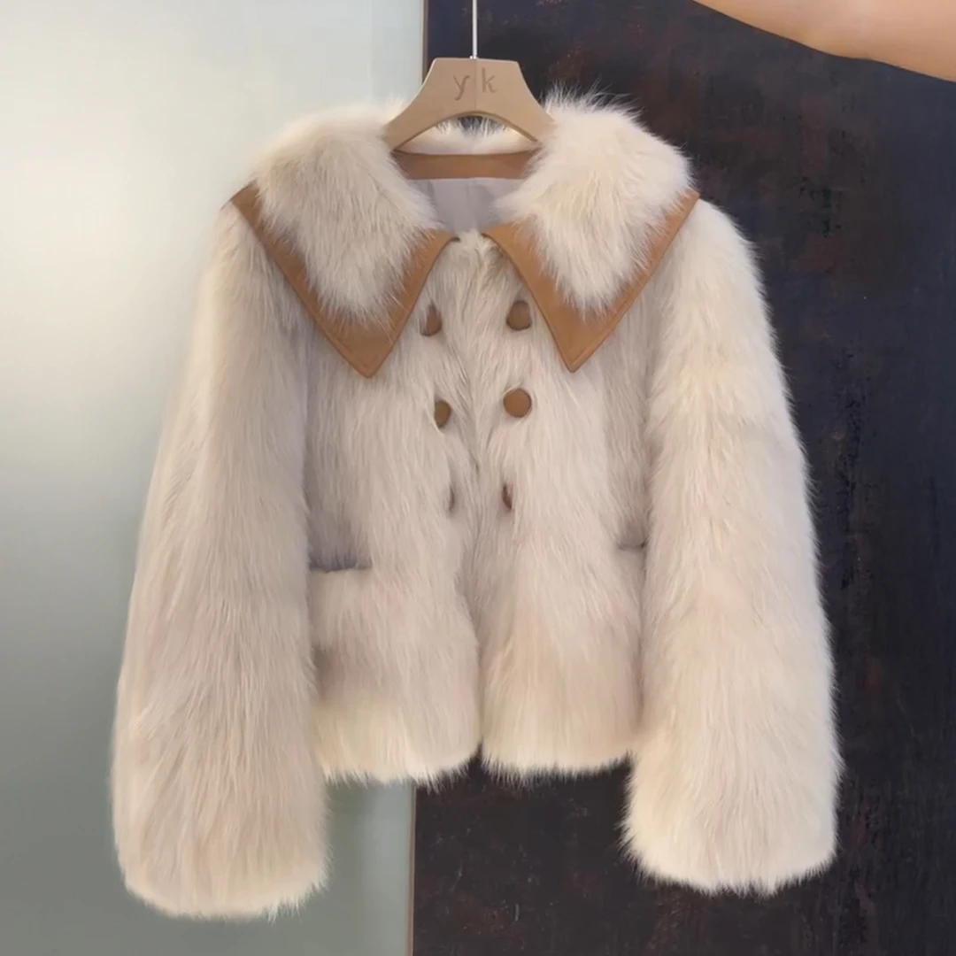蒋小果狐狸毛皮草外套女短款2025秋冬新款海宁韩版保暖抗寒24522