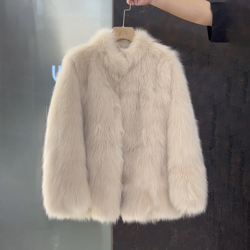 蒋小果狐狸毛皮草外套女中长款立领2025秋冬新款海宁韩版23127