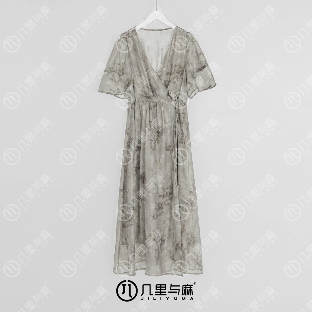 （几里与麻）落玉沉香-国风清凉连衣裙 衣长124 胸围100 1052181