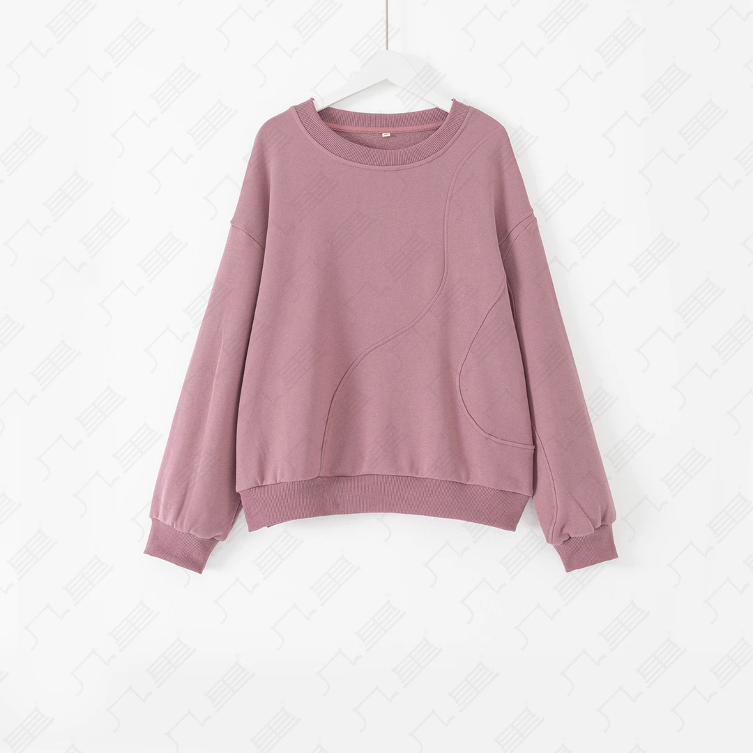 （几里与麻）时尚纯色长袖百搭休闲卫衣 衣长58 胸围128 1090595