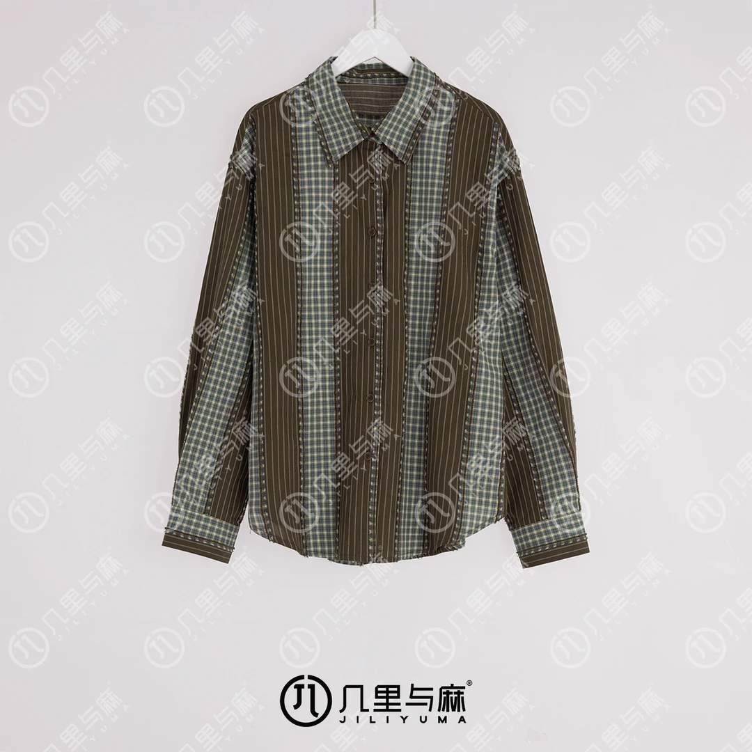 （几里与麻）琐窗寒-时尚休闲条纹衬衫 衣长70 胸围120 1080909
