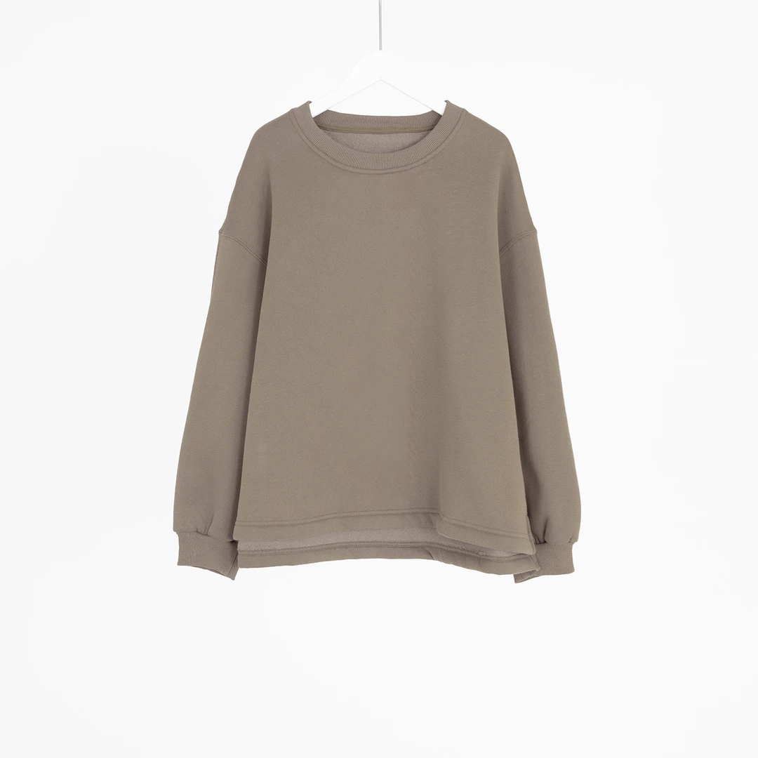 （几里与麻）纯色圆领气质休闲百搭卫衣 衣长67 胸围122 116510