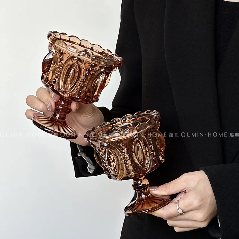 创意小水晶冰淇淋杯小众设计感玻璃杯氛围甜酒杯红酒杯