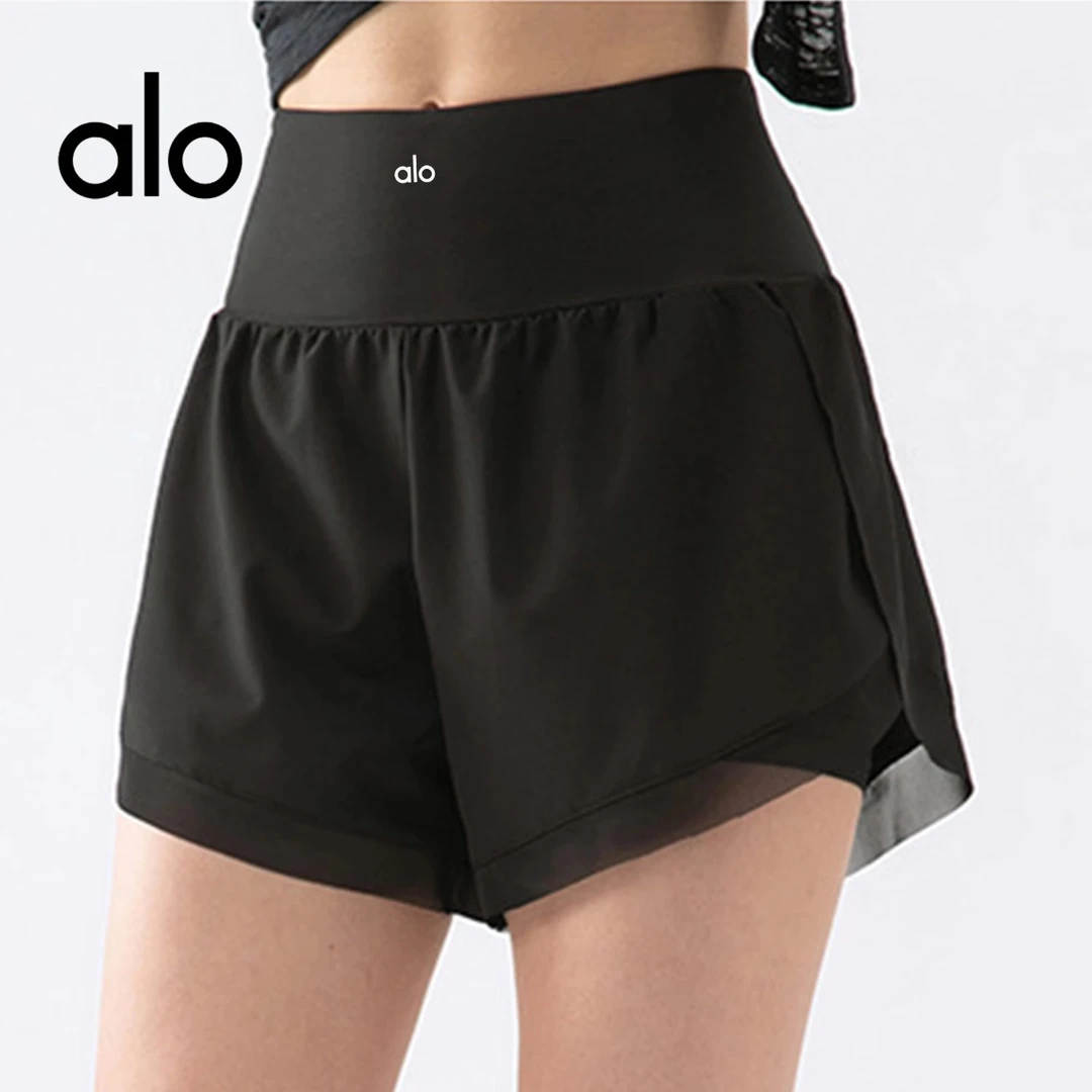 alo outls官方奥莱店Alo假两件欧美运动短裤健身速干三分裤专业瑜