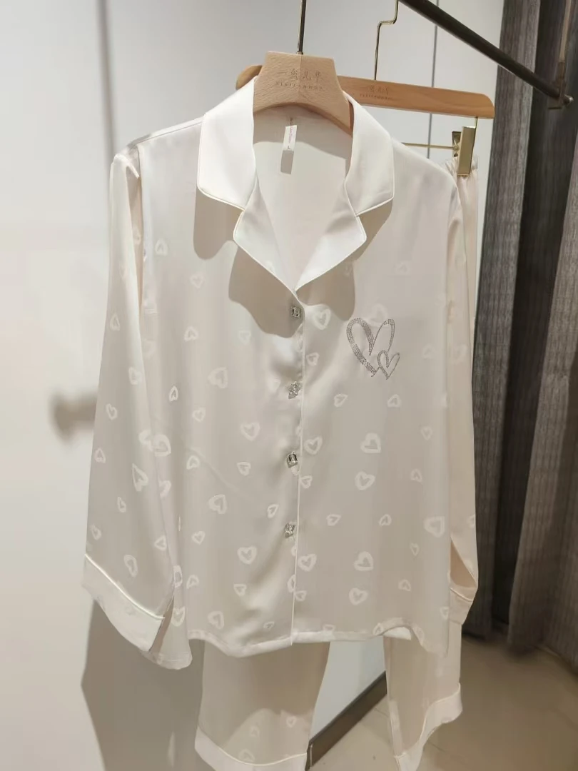 春秋冰雪软丝奢时尚两件套家居服长袖女士