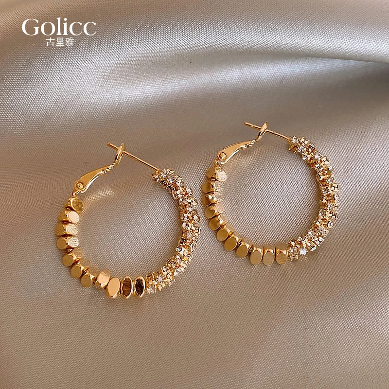 合金耳饰 金色碎银子独特圈圈耳环女小众轻奢高级感耳钉新款耳饰