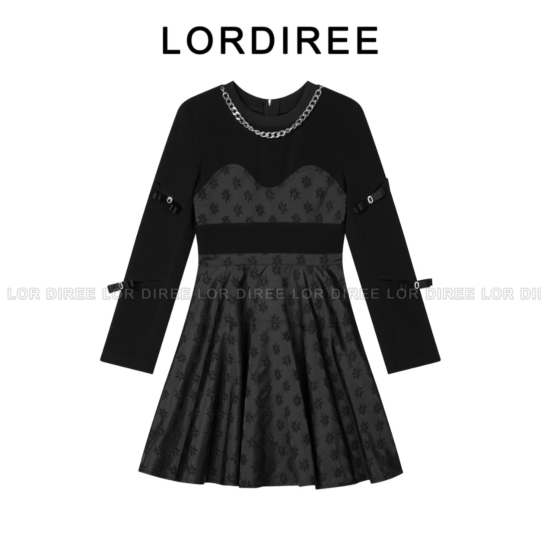 【LorDiree】2023新款可拆卸项链提花显瘦连衣裙拼接LDLYQ3031405