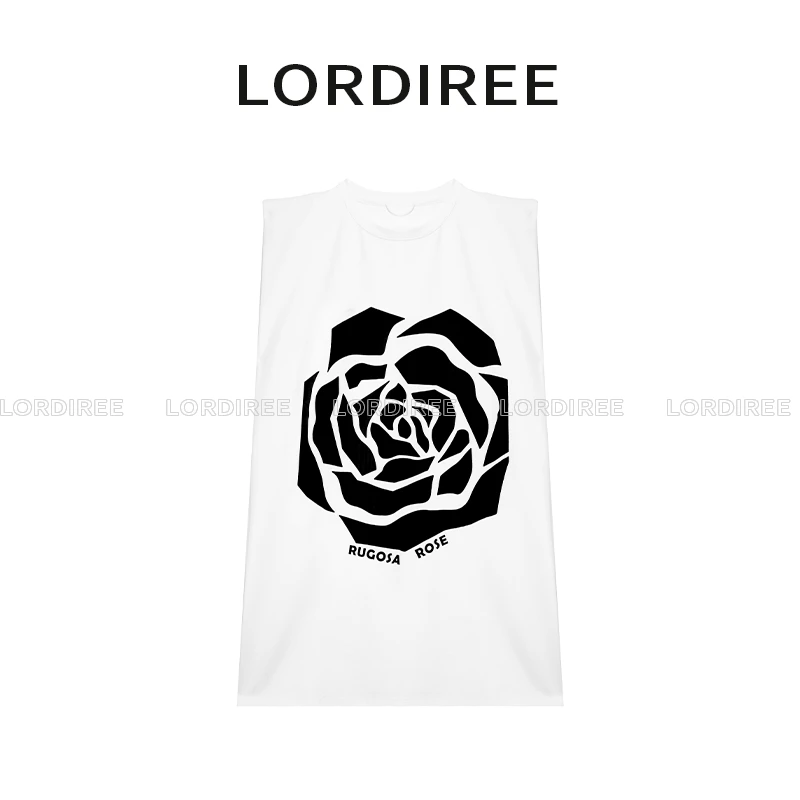 【LorDiree】2023新款宽松无袖通勤休闲印花无袖连衣裙L23040703