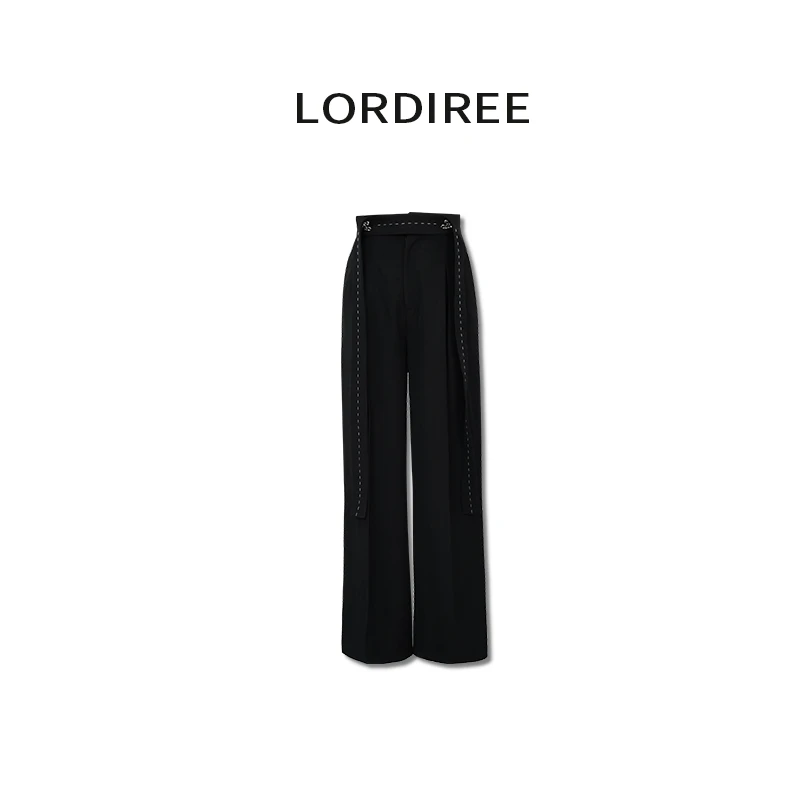 【LorDiree】2023新款轻奢显瘦阔腿黑色休闲裤L23070504