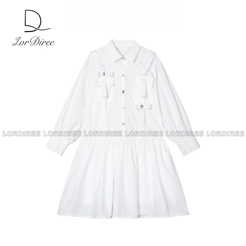 【LorDiree】2023新款不易皱宽松休闲衬衣连衣裙LDRZLYQ3031413