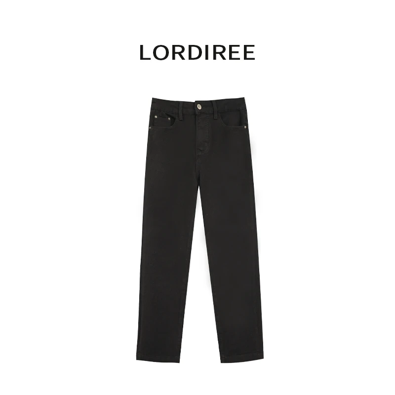 【LorDiree】2023冬季新款港风复古修身显瘦抓绒牛仔裤L23101204