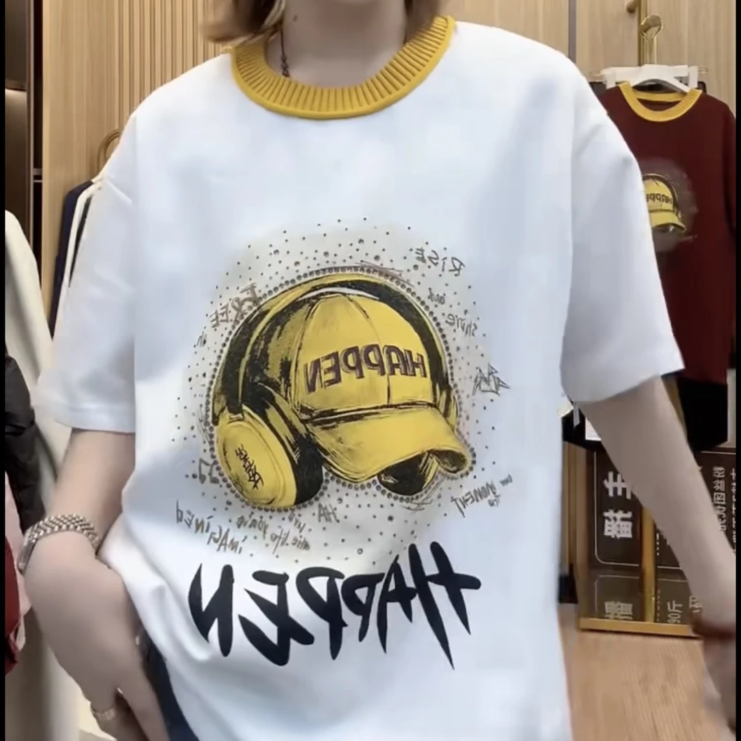 韩版秋冬新款圆领短袖上衣洋气显瘦百搭休闲时尚大衫