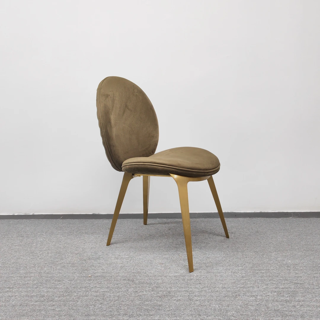 意式极简餐椅舒适轻奢高端别墅餐厅设计师款树叶布艺餐桌椅子