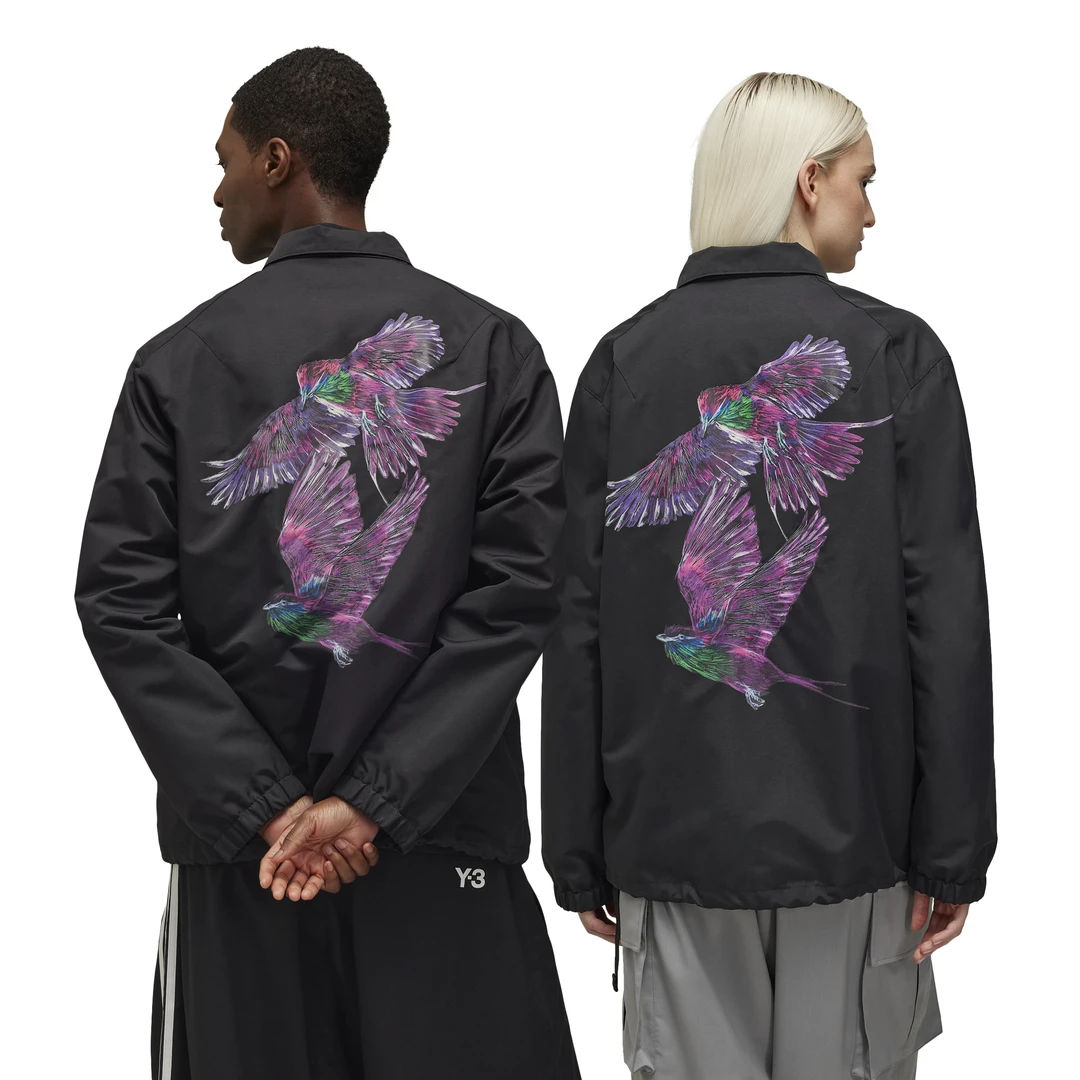 Y-3/Y-3（51-IW2473）黑色长袖休闲夹克后背时尚图案情侣外套